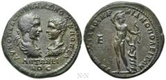 Roman Provincial Coins MOESIA INFERIOR. Marcianopolis. Macrinus, with Diadumenian (217-218). Ae Pentassarion. Pontianus, legatus consularis. Obv: AY K OΠEΛ CEVH MAKPINOC K M OΠEΛ ANTΩNEINOC. Laureate,