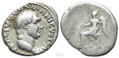 Roman Imperial Coins VITELLIUS (69). Denarius. Rome. Obv: A VITELLIVS GERMANICVS IMP. Bare head right. Rev: Victory seated left with wreath and palm. RIC² 71. Condition: Good fine. Weight: 3.23 g. Dia