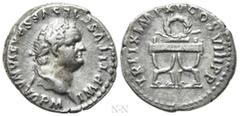 Roman Imperial Coins TITUS (79-81). Denarius. Rome. Obv: IMP TITVS CAES VESPASIAN AVG P M. Laureate head right. Rev: TR P IX IMP XV COS VIII P P. Curule chair surmounted by wreath. RIC² 108. Condition