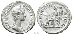 Roman Imperial Coins ORBIANA (Augusta, 225-227). Denarius. Rome. Obv: SALL BARBIA ORBIANA AVG. Draped bust right, wearing stephane. Rev: CONCORDIA AVGG. Concordia seated left on throne, holding patera