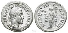 Roman Imperial Coins MAXIMINUS THRAX (235-238). Denarius. Rome. Obv: IMP MAXIMINVS PIVS AVG. Laureate, draped and cuirassed bust right, seen from behind. Rev: FIDES MILITVM. Fides standing left, holdi