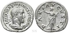 Roman Imperial Coins MAXIMINUS THRAX (235-238). Denarius. Rome. Obv: IMP MAXIMINVS PIVS AVG. Laureate, draped and cuirassed bust right. Rev: PAX AVGVSTI. Pax standing left, holding branch and transver