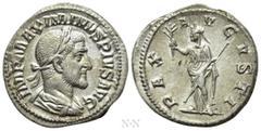 Roman Imperial Coins MAXIMINUS THRAX (235-238). Denarius. Rome. Obv: IMP MAXIMINVS PIVS AVG. Laureate, draped and cuirassed bust right. Rev: PAX AVGVSTI. Pax standing left, holding branch and transver