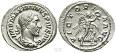 Roman Imperial Coins MAXIMINUS THRAX (235-238). Denarius. Rome. Obv: IMP MAXIMINVS PIVS AVG. Laureate, draped and cuirassed bust right. Rev: VICTORIA AVG. Victory advancing right, holding palm branch 