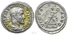 Roman Imperial Coins MAXIMINUS THRAX (235-238). Denarius. Rome. Obv: IMP MAXIMINVS PIVS AVG. Laureate, draped and cuirassed bust right. Rev: VICTORIA AVG. Victory advancing right, holding palm branch 