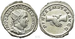 Roman Imperial Coins BALBINUS (238). Antoninianus. Rome. Obv: IMP CAES D CAE L BALBINVS AVG. Radiate, draped and cuirassed bust right. Rev: PIETAS MVTVA AVGG. Clasped hands. RIC 12. Condition: Extreme