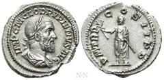 Roman Imperial Coins PUPIENUS (238). Denarius. Rome. Obv: IMP C M CLOD PVPIENVS AVG. Laureate, draped and cuirassed bust right. Rev: P M TR P COS II P P. Genius of the Senate standing left, holding br