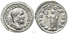 Roman Imperial Coins PUPIENUS (238). Denarius. Rome. Obv: IMP C M CLOD PVPIENVS AVG. Laureate, draped and cuirassed bust right. Rev: P M TR P COS II P P. Felicitas standing left, holding caduceus and 