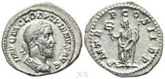 Roman Imperial Coins PUPIENUS (238). Denarius. Rome. Obv: IMP C M CLOD PVPIENVS AVG. Laureate, draped and cuirassed bust right. Rev: P M TR P COS II P P. Felicitas standing left, holding caduceus and 