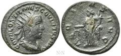 Roman Imperial Coins HOSTILIAN (251). Antoninianus. Antioch. Obv: C OVAL OSTIL MES COVINTVS AVG. Radiate, draped and curiassed bust right. Rev: AEQVITAS AVG. Aequitas standing left, holding scales and