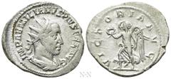 Roman Imperial Coins AEMILIAN (253). Antoninianus. Rome. Obv: IMP AEMILIANVS PIVS FEL AVG. Radiate, draped and cuirassed bust right. Rev: VICTORIA AVG. Victory standing left, holding wreath and palm. 