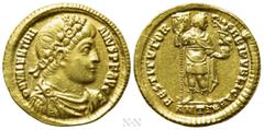 Roman Imperial Coins VALENTINIAN I (364-375). GOLD Solidus. Antioch. Obv: D N VALENTINIANVS P F AVG. Rosette-diademed, draped and cuirassed bust right. Rev: RESTITVTOR REIPVBLICAE / ANTI (star). Valen