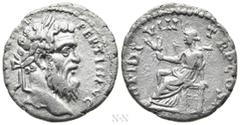 Roman Imperial Coins PERTINAX (193). Denarius. Rome. Obv: IMP CAES P HELV PERTIN AVG. Laureate head right. Rev: OPI DIVIN TR P COS II. Ops seated left on throne, holding grain ears. RIC 8a. Condition: