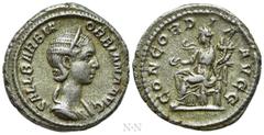 Roman Imperial Coins ORBIANA (Augusta, 225-227). Denarius. Rome. Obv: SALL BARBIA ORBIANA AVG. Draped bust right, wearing stephane. Rev: CONCORDIA AVGG. Concordia seated left on throne, holding patera