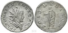 Roman Imperial Coins SALONINUS (Caesar, 258-260). Antoninianus. Colonia Agrippinensis. Obv: SALON VALERIANVS CAES. Radiate and draped bust right. Rev: SPES PVBLICA. Spes walking left, holding flower a