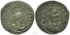 Roman Imperial Coins CLAUDIUS II GOTHICUS (268-270). Antoninianus. Smyrna. Obv: IMP C M AVR CLAVDIVS AVG. Radiate, draped and cuirassed bust right. Rev: VIRTVTI AVG / SPQR. Trophy of arms with helmet 