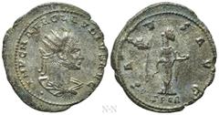 Roman Imperial Coins CLAUDIUS II GOTHICUS (268-270). Antoninianus. Smyrna. Obv: IMP C M AVR CLAVDIVS AVG. Radiate, draped and cuirassed bust right; one pellet below. Rev: SALVS AVG / SPQR. Salus stand