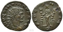 Roman Imperial Coins QUINTILLUS (270). Antoninianus. Mediolanum. Obv: IMP QVINTILLVS AVG. Radiate, draped and cuirassed bust right. Rev: FIDES MILIT / S. Fides standing facing, head left, holding sign