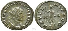 Roman Imperial Coins QUINTILLUS (270). Antoninianus. Rome. Obv: IMP C M AVR CL QVINTILLVS AVG. Radiate, draped and cuirassed bust right. Rev: AETERNIT AVG / N. Sol standing left, raising hand and hold