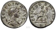 Roman Imperial Coins SEVERINA (Augusta, 270-275). Antoninianus. Lugdunum. Obv: SEVERINA AVG. Draped bust right, wearing stephane and set upon crescent. Rev: CONCORD MILIT / •B•L. Concordia seated left