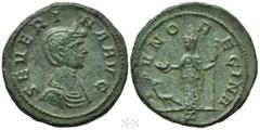 Roman Imperial Coins SEVERINA (Augusta, 270-275). As. Rome. Obv: SEVERINA AVG. Diademed and draped bust right. Rev: IVNO REGINA / Z. Juno standing left, holding patera and sceptre; peacock at feet to 