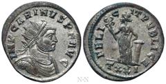 Roman Imperial Coins CARINUS (283-285). Antoninianus. Ticinum. Obv: IMP CARINVS P F AVG. Radiate, draped and cuirassed bust right. Rev: FELICIT PVBLICA / TXXI. Felicitas standing facing, head left, ho