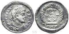 Roman Imperial Coins VALENS (364-378). Siliqua. Antioch. Obv: D N VALENS P F AVG. Pearl-diademed, draped and cuirassed bust right. Rev: VOT / X / MVLT / XX / •ANT. Legend in four lines within wreath. 