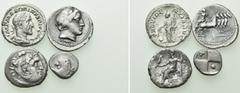 Group Lots 4 Greek and Roman Silver Coins; Alexander, Maximinus Thrax etc. Obv: . Rev: . . Condition: See picture. Weight: g. Diameter: mm.