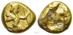 Greek Coins ACHAEMENID EMPIRE. Time of Darios I to Xerxes II (Circa 485-420 BC). GOLD Daric. Sardes. Obv: Persian king in kneeling-running stance right, holding spear and bow, with quiver over shoulde