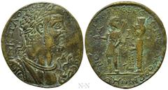 Roman Provincial Coins PHRYGIA. Hierapolis. Valerian I (253-260). Ae. Homonoia issue with Ephesus. Obv: Α Κ Π Λ ΟΥΑΛЄΡΙΑΝΟϹ. Laureate, draped, and cuirassed bust right, wearing aegis from which two se