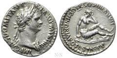 Roman Imperial Coins DOMITIAN (81-96). Denarius. Rome. Obv: IMP CAES DOMIT AVG GERM P M TR P IIII. Laureate bust right, wearing aegis. Rev: IMP VIIII COS XI CENSORIA POTESTAT P P. Germania seated righ