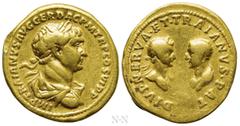 Roman Imperial Coins TRAJAN, with TRAJAN PATER and NERVA (98-117). GOLD Aureus. Rome. Obv: IMP TRAIANVS AVG GER DAC P M TR P COS VI P P. Laureate, draped and cuirassed bust of Trajan right. Rev: DIVI 