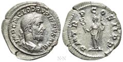 Roman Imperial Coins PUPIENUS (238). Denarius. Rome. Obv: IMP C M CLOD PVPIENVS AVG. Laureate, draped and cuirassed bust right. Rev: P M TR P COS II P P. Felicitas standing left, holding caduceus and 