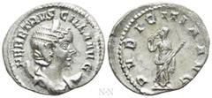 Roman Imperial Coins HERENNIA ETRUSCILLA (Augusta, 249-251). Antoninianus. Rome. Obv: HER ETRVSCILLA AVG. Diademed and draped bust right, set on crescent. Rev: PVDICITIA AVG. Pudicitia standing left, 