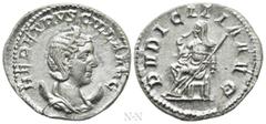Roman Imperial Coins HERENNIA ETRUSCILLA (Augusta, 249-251). Antoninianus. Rome. Obv: HER ETRVSCILLA AVG. Diademed and draped bust right, set on crescent. Rev: PVDICITIA AVG. Pudicitia seated left, dr