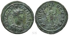 Roman Imperial Coins CARINUS (Caesar, 282-283). Antoninianus. Rome. Obv: M AVR CARINVS NOB CAES. Radiate, draped and cuirassed bust right. Rev: PRINCIPI IVVENTVT / KAЄ. Carinus standing left, holding 