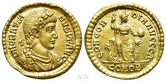 Roman Imperial Coins GRATIAN (367-383). Gold Solidus. Constantinople. Obv: D N GRATIANVS P F AVG. Rosette-diademed, draped and cuirassed bust right. Rev: CONCORDIA AVGGG Δ / CONOB. Constantinopolis se