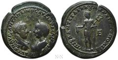 Roman Provincial Coins MOESIA INFERIOR. Marcianopolis. Elagabalus, with Julia Maesa (218-222). Ae Pentassarion. Julius Antonius Seleucus, hegemon. Obv: AVT K M AVP ANTΩNEINOC AVΓ IOVΛIA MAICA AVΓ. Lau