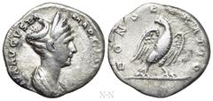 Roman Imperial Coins DIVA MARCIANA (Died 112/4). Denarius. Rome. Obv: DIVA AVGVSTA MARCIANA. Draped bust right, wearing stephane. Rev: CONSECRATIO. Eagle standing right, head left, with wings spread. 