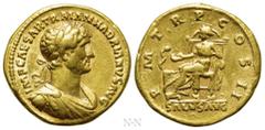 Roman Imperial Coins HADRIAN (117-183). GOLD Aureus. Rome. Obv: IMP CAESAR TRAIAN HADRIANVS AVG. Laureate, draped and cuirassed bust right. Rev: P M TR P COS II / SALVS AVG. Salus seated left, holding