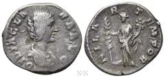 Roman Imperial Coins DIDIA CLARA (Augusta, 193). Denarius. Rome. Obv: DIDIA CLARA AVG. Draped bust right. Rev: HILAR TEMPOR. Hilaritas standing left, holding palm frond and cornucopia. RIC 10 (Julianu
