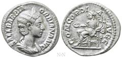 Roman Imperial Coins ORBIANA (Augusta, 225-227). Denarius. Rome. Obv: SALL BARBIA ORBIANA AVG. Draped bust right, wearing stephane. Rev: CONCORDIA AVGG. Concordia seated left on throne, holding patera