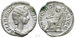 Roman Imperial Coins ORBIANA (Augusta, 225-227). Denarius. Rome. Obv: SALL BARBIA ORBIANA AVG. Draped bust right, wearing stephane. Rev: CONCORDIA AVGG. Concordia seated left on throne, holding patera