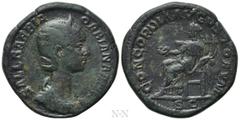 Roman Imperial Coins ORBIANA (Augusta, 225-227). Sestertius. Rome. Obv: SALL BARBIA ORBIANA AVG. Draped bust right, wearing stephane. Rev: CONCORDIA AVGVSTORVM / S C. Concordia seated left on throne, 