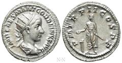 Roman Imperial Coins GORDIAN III (238-244). Antoninianus. Rome. Obv: IMP CAES M ANT GORDIANVS AVG. Radiate, draped and cuirassed bust right. Rev: P M TR P II COS P P. Gordian standing left, holding sc