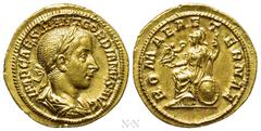 Roman Imperial Coins GORDIAN III (238-244). GOLD Aureus. Rome. Obv: IMP CAES M ANT GORDIANVS AVG. Laureate, draped and cuirassed bust right. Rev: ROMAE AETERNAE. Roma seated left, holding Victory and 