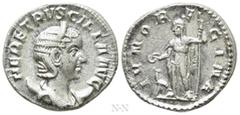 Roman Imperial Coins HERENNIA ETRUSCILLA (Augusta, 249-251). Antoninianus. Rome. Obv: HER ETRVSCILLA AVG. Diademed and draped bust right, set on crescent. Rev: IVNO REGINA. Juno standing left, holding