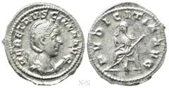 Roman Imperial Coins HERENNIA ETRUSCILLA (Augusta, 249-251). Antoninianus. Rome. Obv: HER ETRVSCILLA AVG. Diademed and draped bust right, set on crescent. Rev: PVDICITIA AVG. Pudicitia seated left, dr