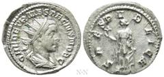 Roman Imperial Coins HERENNIUS ETRUSCUS (Caesar, 249-251). Antoninianus. Rome. Obv: Q HER ETR MES DECIVS NOB C. Radiate and draped bust right. Rev: SPES PVBLICA. Spes advancing left, holding flower an