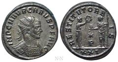 Roman Imperial Coins CARUS (282-283). Antoninianus. Siscia. Obv: IMP C M AVR CARVS P F AVG. Radiate and cuirassed bust right. Rev: RESTITVT ORBIS / (star) / P / XXI. Female figure standing right, pres